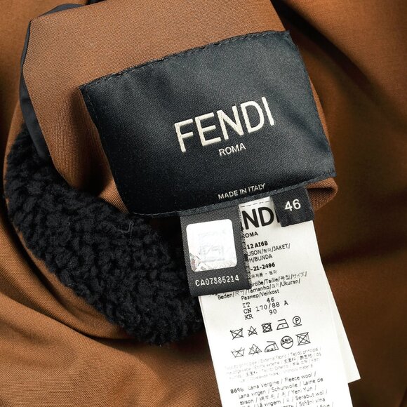 Fendi Reversible Black Wool Fleece & Brown Patchwork Jacket - Picture 14 of 15